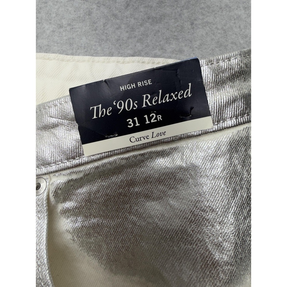Abercrombie & Fitch 90s Relaxed High Rise Jeans Womens 31 12R Silver Metallic - Picture 4 of 15